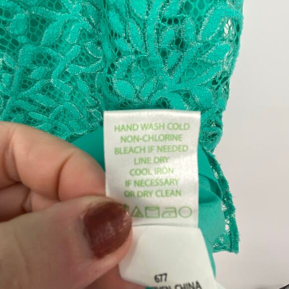 Lilly Pulitzer Women's Green Metallic Jungle Lace Mini Erica Dress Size Medium - Picture 10 of 10